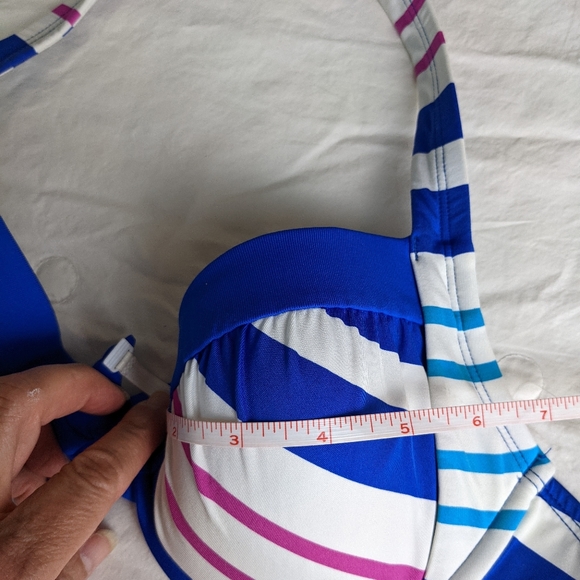 ☀️Liz Claiborne NWT bikini top 12 striped blue - Picture 9 of 16